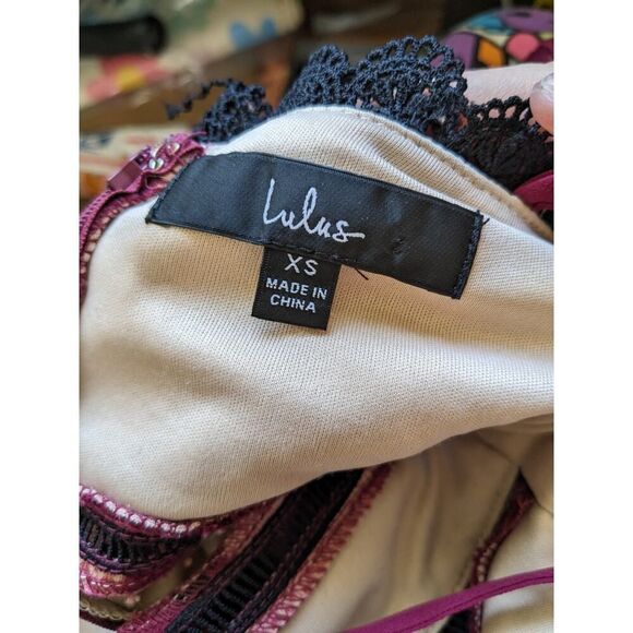 Lulus Alluring Dream Burgundy Floral Mesh Lace Trumpet Midi Dress Size XS - Picture 13 of 15